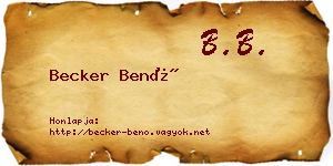 Becker Benő névjegykártya